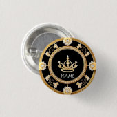 Elegant Sierlijk Koninklijk Kroonsymbool Ronde Button 3,2 Cm (Voorkant /achterkant)
