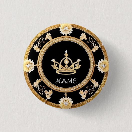 Elegant Sierlijk Koninklijk Kroonsymbool Ronde Button 3,2 Cm (Voorkant)