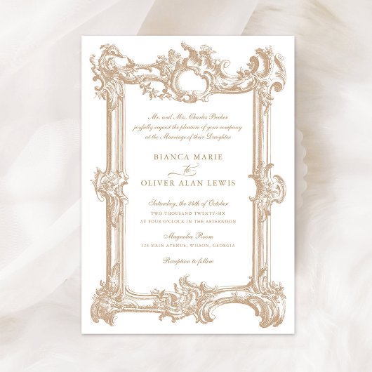 Elegant Sierlijk Lijst Bruiloft Kaart