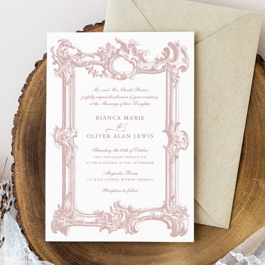  Elegant Sierlijk Lijst Bruiloft Kaart