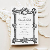 Elegant Sierlijk Lijst Bruiloft Opslagdatum Kaart