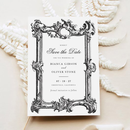  Elegant Sierlijk Lijst Bruiloft Opslagdatum Kaart