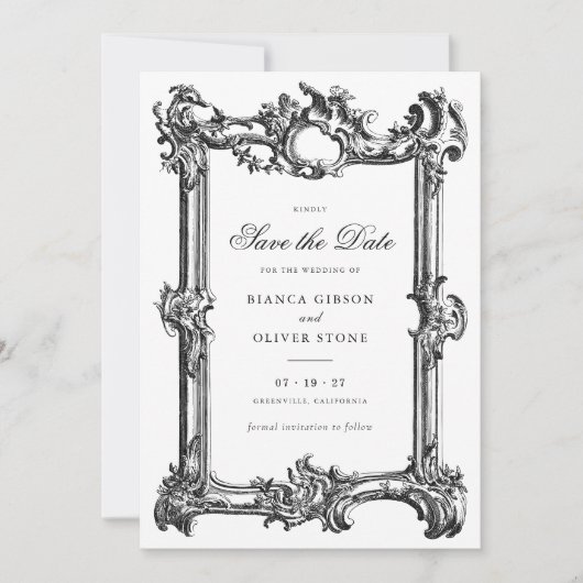  Elegant Sierlijk Lijst Bruiloft Opslagdatum Kaart (Voorkant)