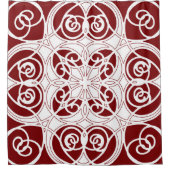 Elegant, sierlijk, modern, bogundy, wit douchegordijn (Voorkant)