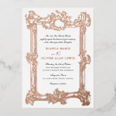  Elegant Sierlijk Roos Folie Lijst Bruiloft Folie Uitnodiging (Voorkant)