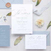 Elegant sierlijk script Dusty Blue Wedding RSVP