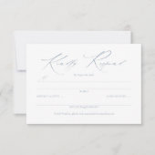 Elegant sierlijk script Dusty Blue Wedding RSVP (Voorkant)