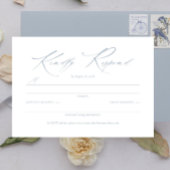 Elegant sierlijk script Dusty Blue Wedding RSVP Kaartje