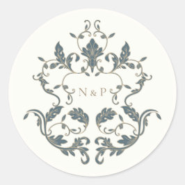 Elegant Sierlijk Trouw Monogram Ronde Sticker