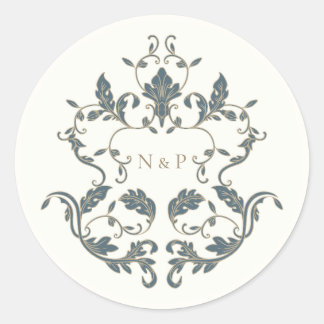 Elegant Sierlijk Trouw Monogram Ronde Sticker