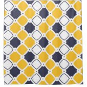 Elegant sierlijk, wit, blauw van de marine, geel douchegordijn (Voorkant)