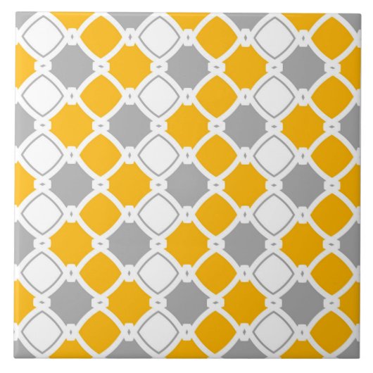 Elegant sierlijk, wit, mosterdgeel, grijs tegeltje (Voorkant)