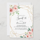 Elegant sierlijke bloemig zoet 16 verjaardagsfeest kaart (Voorkant)