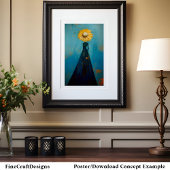 Elegant sierlijke lange willowy zonnebloem meisje poster