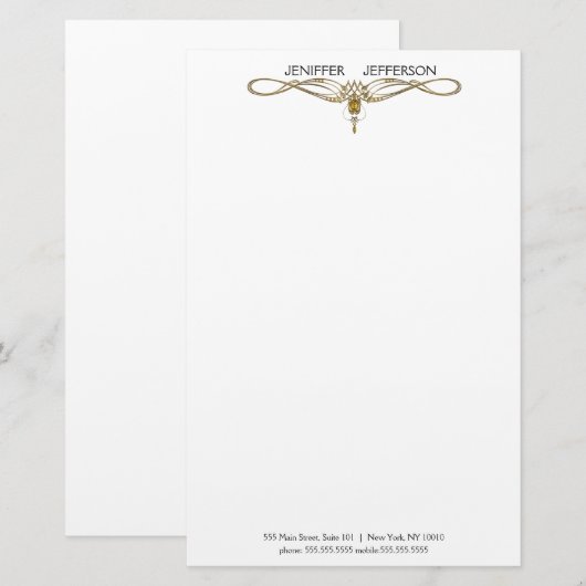 Elegant sierpapier briefpapier (Voorkant / Achterkant)