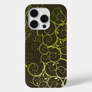 Elegant sierspiraal groen wijnstokken deco patroon iPhone 15 pro case