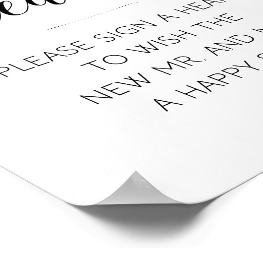 Elegant Sign A Heart Weddenschap Poster (Hoek)