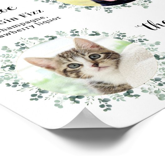 Elegant Signature Drink Pet Wedding Dog 3 Foto Poster (Hoek)