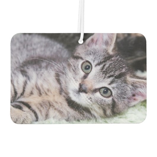 Elegant Signature Grey Modern Monogram Black Foto Luchtverfrisser (Achterkant)