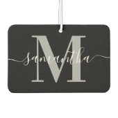 Elegant Signature Grey Modern Monogram Black Foto Luchtverfrisser (Voorkant)