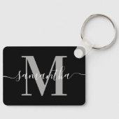 Elegant Signature Grey Modern Monogram Black Foto Sleutelhanger (Voorkant)