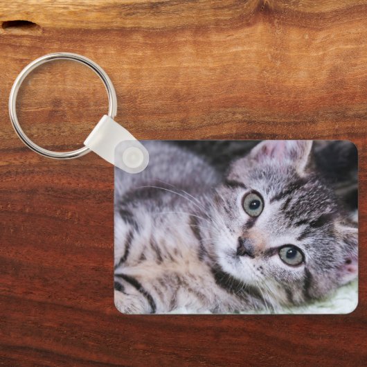 Elegant Signature Grey Modern Monogram Black Foto Sleutelhanger (Achterkant)