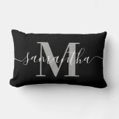 Elegant Signature Grey Modern Monogram Black Kussen (Voorkant)