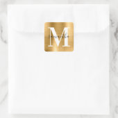 Elegant Signature Modern Monogram Gold Foil Vierkante Sticker (Tas)