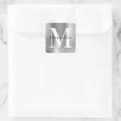 Elegant Signature Modern Monogram Silver Foil Vierkante Sticker (Tas)