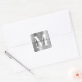 Elegant Signature Modern Monogram Silver Foil Vierkante Sticker (Envelop)