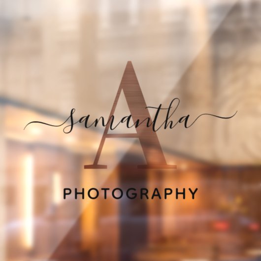 Elegant Signature Roos Gold A Monogram Logo Raamsticker (Vel 2)