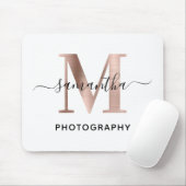 Elegant Signature Roos Gold M Monogram Logo Muismat (Met muis)