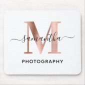 Elegant Signature Roos Gold M Monogram Logo Muismat (Voorkant)