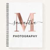 Elegant Signature Roos Gold M Monogram Logo Notitieboek (Voorkant)