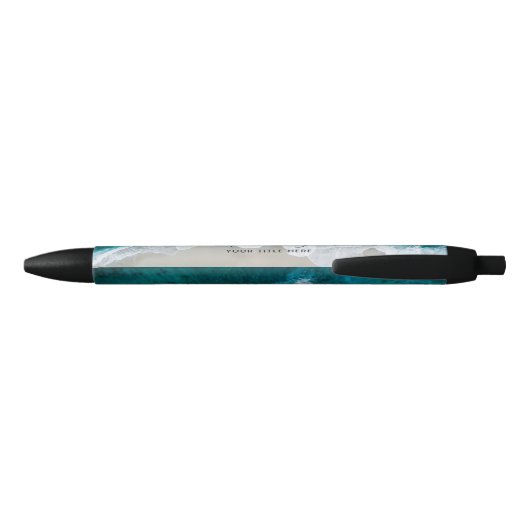 Elegant Signature Script Aqua Blue Green Beach Zwarte Inkt Pen (Achterkant)