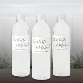 Elegant Signature Script Black and White Wedding Waterfles Etiket