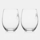 Elegant Signature Script Bruiloft Monogram Bril Wijnglas Zonder Voet (Rechts)