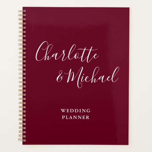 Elegant Signature Script Burgundy Wedding Planner (Voorkant)