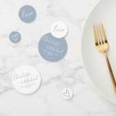 Elegant Signature Script Dusty Blue Wedding Confetti (Groep)