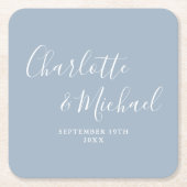 Elegant Signature Script Dusty Blue Wedding Kartonnen Onderzetters (Voorkant)