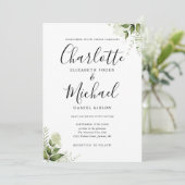 Elegant Signature Script Greenery Leaves Wedding Kaart (Staand voorkant)