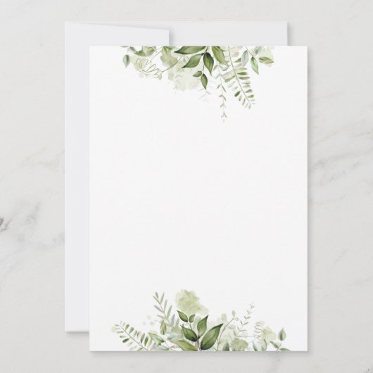 Elegant Signature Script Greenery Leaves Wedding Kaart (Achterkant)