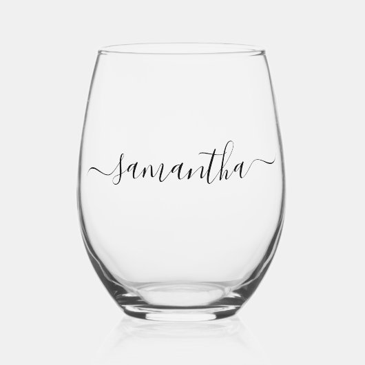 Elegant Signature Script met Swashes Wijnglas Zonder Voet (Voorkant)
