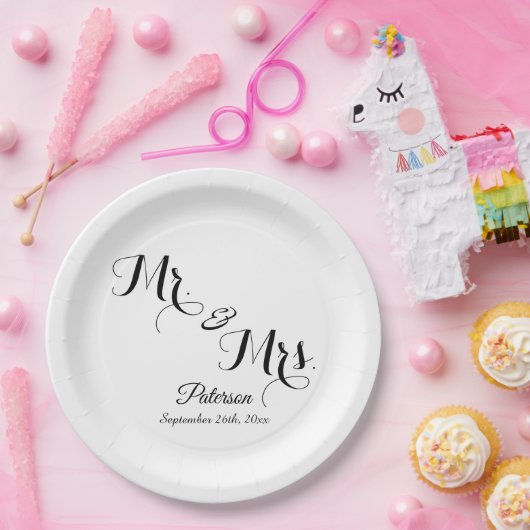 Elegant Signature Script Monogram Papieren Bordje (Feest)