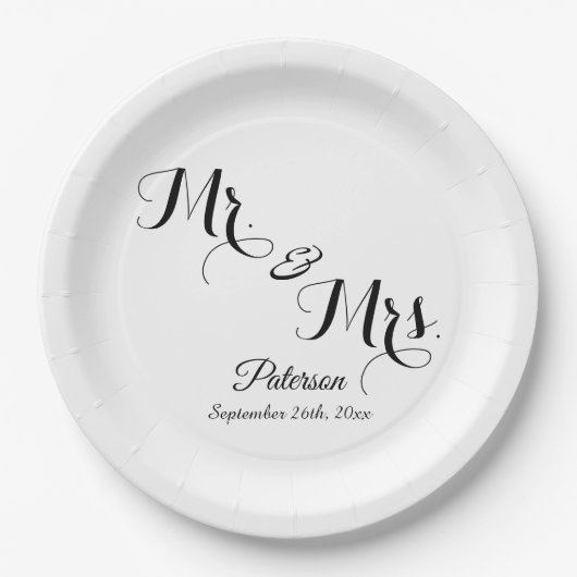 Elegant Signature Script Monogram Papieren Bordje (Voorkant)