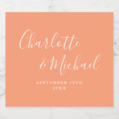 Elegant Signature Script Peach Wedding Bier Etiket (Enkel label)