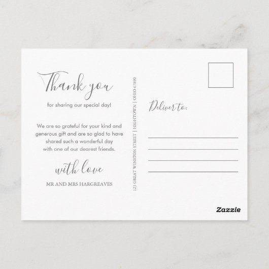 Elegant Signature Script Weddenschap Bedankt Briefkaart (Achterkant)