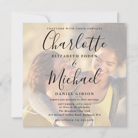 Elegant Signature Script Wedding 2 Photo Invitatio Kaart (Voorkant)