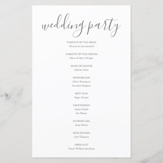 Elegant Signature Script Wedding Program (Achterkant)