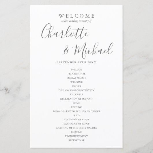 Elegant Signature Script Wedding Program (Voorkant)